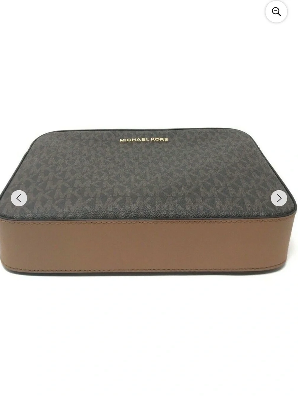 MICHAEL Michael Kors Brown and Tan Logo Crossbody with Gold Chain